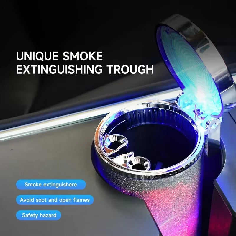 Universal LED Car Ashtray - 360° Rotatable Leak-Proof Cup Holder & Trash Can