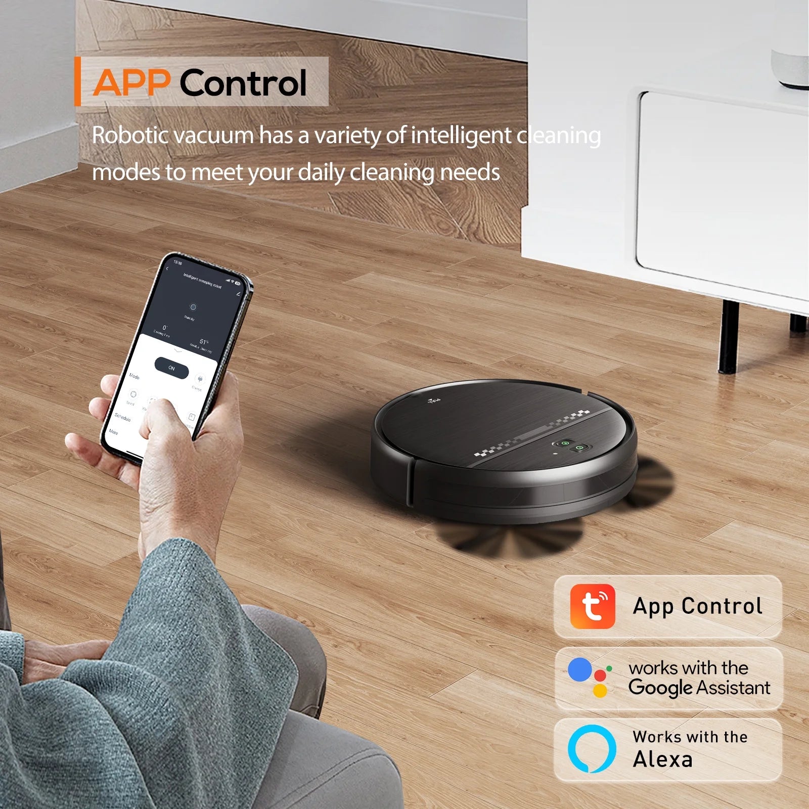 Robot Vacuum Cleaner and Mop Combo with App Wifi and Remote Control Robotic Vacuums, Black