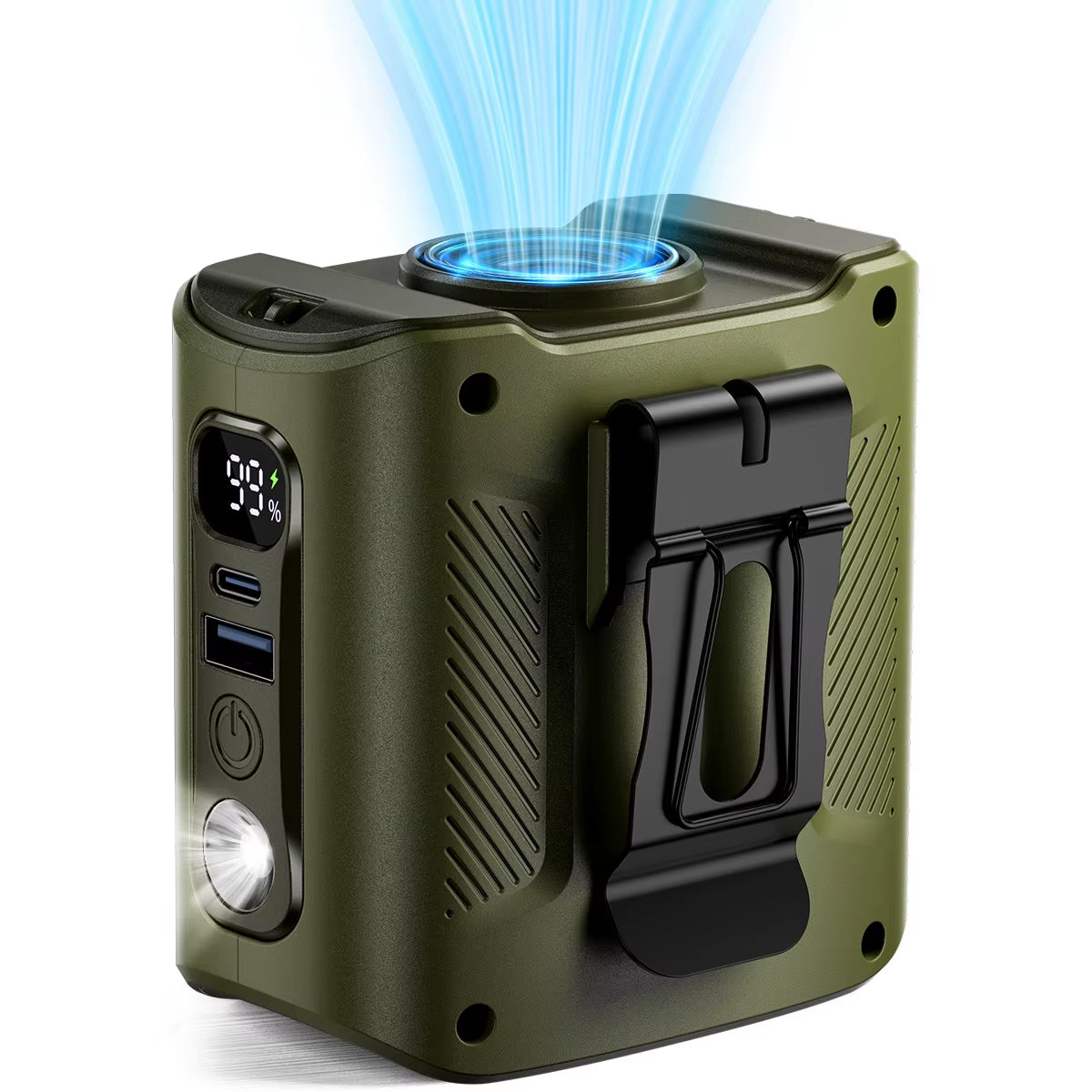 10000Mah Portable Waist Fan with Power Bank LED Lighting Hanging Neck Fan 5 Speed Strong Airflow Cooling Fan for Outdoor Working