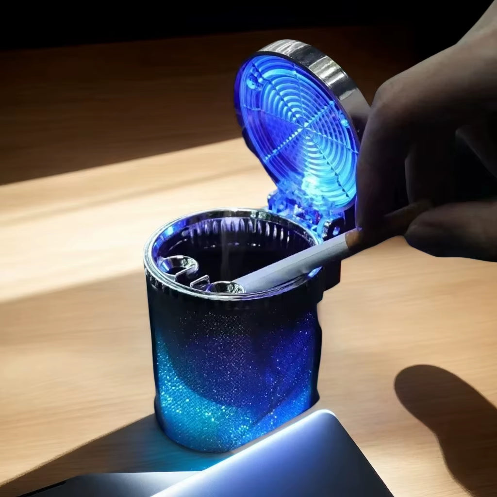 Universal LED Car Ashtray - 360° Rotatable Leak-Proof Cup Holder & Trash Can