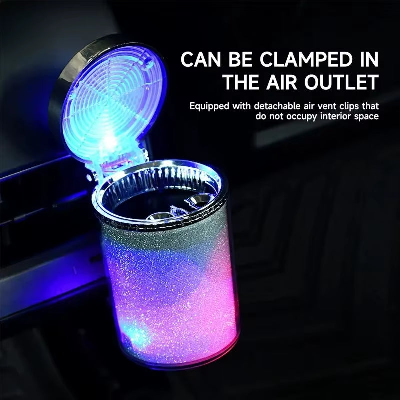 Universal LED Car Ashtray - 360° Rotatable Leak-Proof Cup Holder & Trash Can