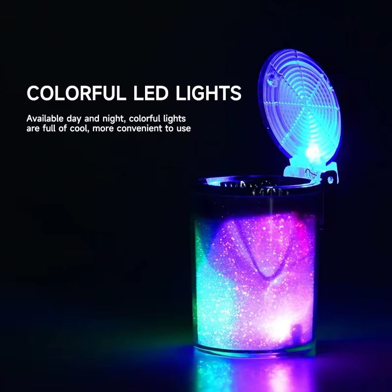Universal LED Car Ashtray - 360° Rotatable Leak-Proof Cup Holder & Trash Can
